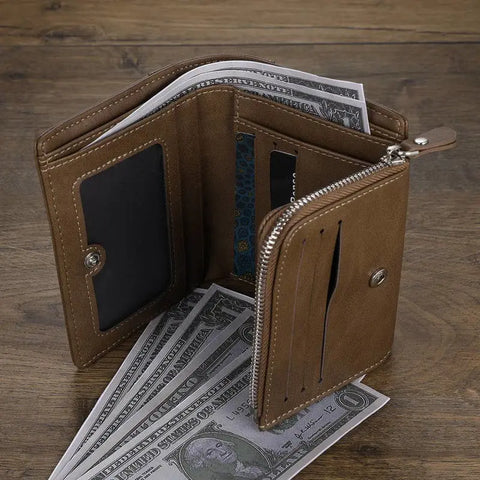 Custom Photo Wallet Men Thin Section Buckle Leather Multi-card Three-Fold Vertical Picture Wallet