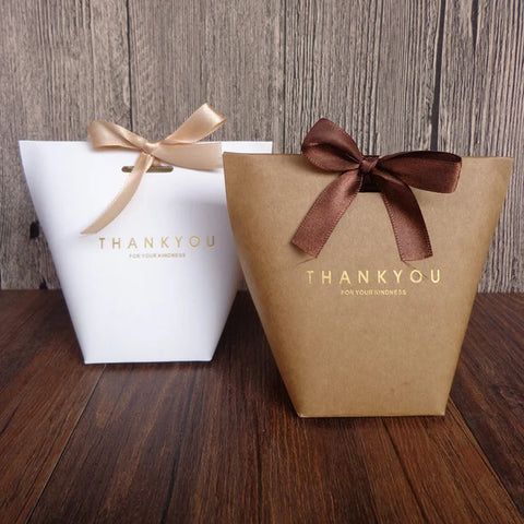 5pcs Black White Merci Candy Bag French Thank You Kraft Paper Gift Packaging Box