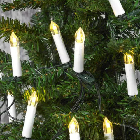 20Pcs String Lights On Candle Christmas Tree Hanging Warm White LED Clip Indoor Happy Birthday Wedding Fairy Creative Decoration