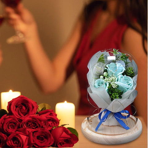 Eternal Preserved Rose In Glass Dome 3 Flower Heads Rose Forever Love Wedding Favor Valentine Day Gifts