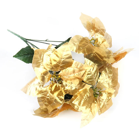 1pcs Real Touch Flannel Artificial Big Red Flowers Head Bouquet Christmas Red Poinsettia Bushes Bouquets Christmas Tree Ornament