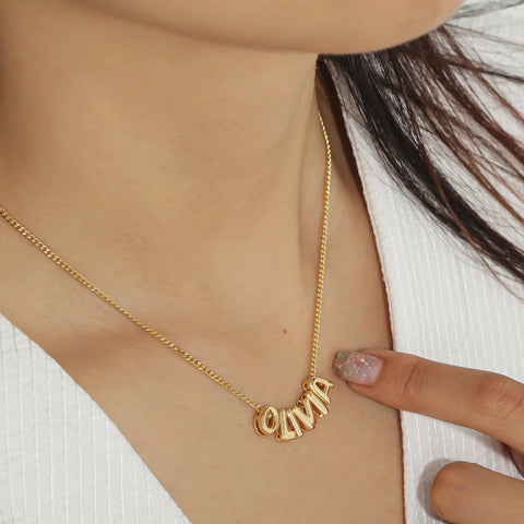 Initial Jewelry 3D Bubble Letter Necklace