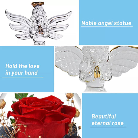 1 Set Little Angel Preserved Roses In Glass Forever Eternal Rose Flower Christmas Birthday Valentine Day