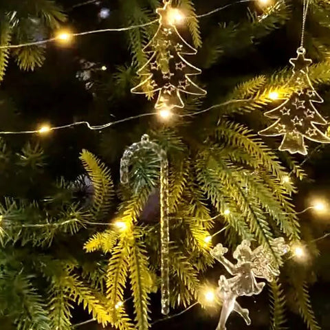 5pcs Christmas Home Decorations Crystal Acrylic Ornaments Snowflake Elk Xmas Tree Hanging Pendants Navidad 2024 New Year Gift