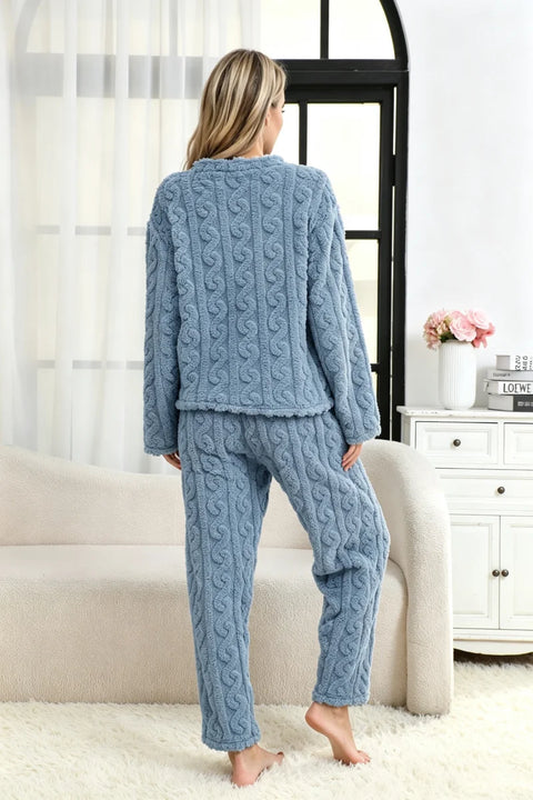 Women’s Thermal Pajama Set – Warm Coral Velvet Winter Sleepwear