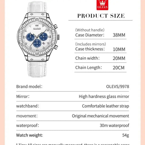 OLEVS Couple Pair Quartz Watches Calendar Date Multifunction Chronograph His and Hers Wristwatch for Men Women Lovers Gifts Set