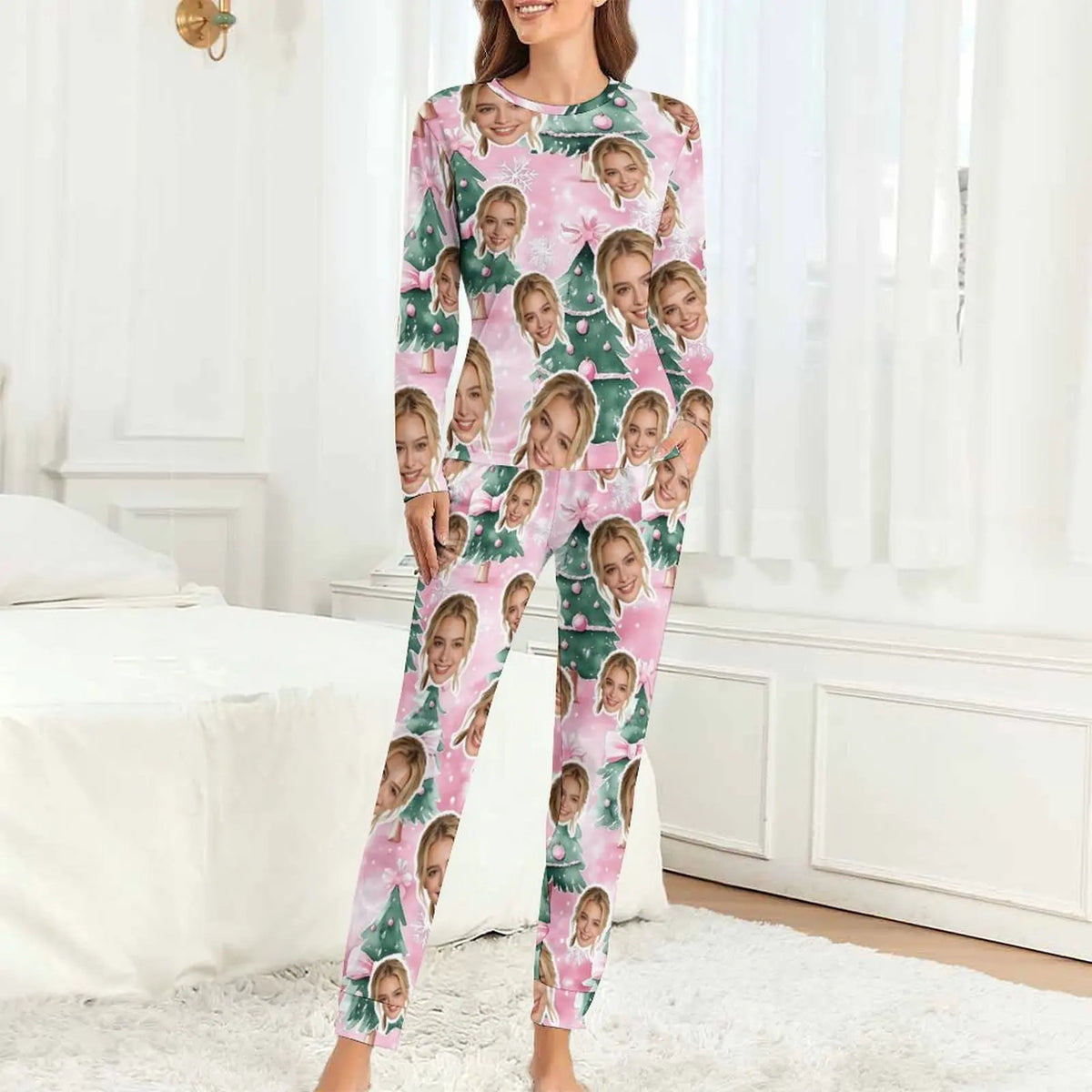 Customized Christmas women's pajamas set personalized face avatar pajamas Valentine's Day gift