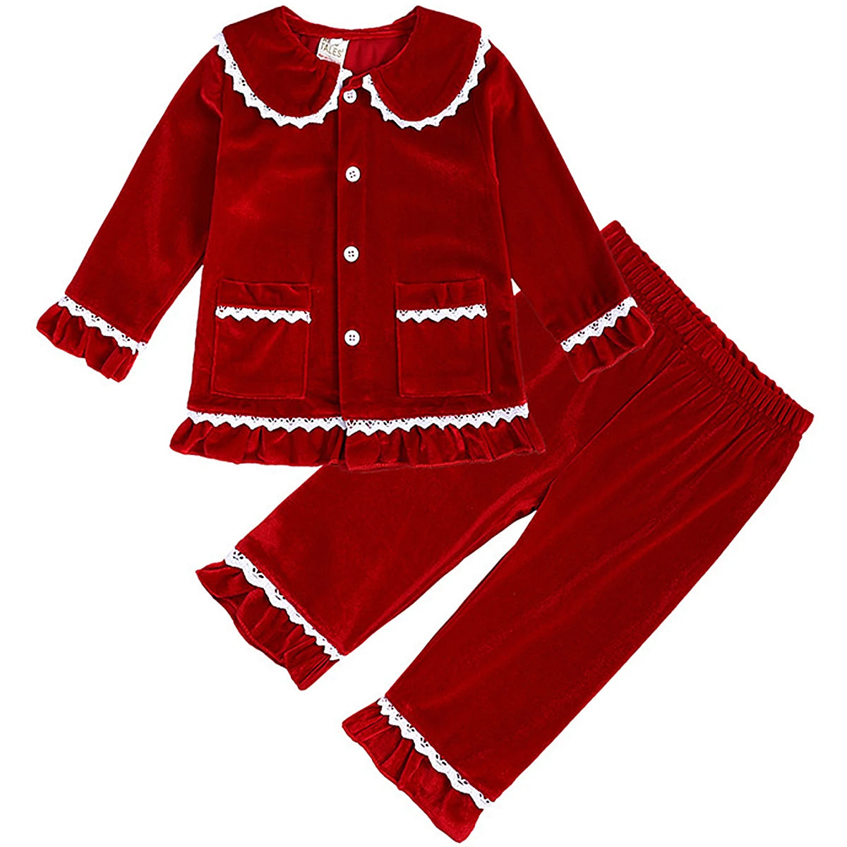 Christmas Pyjamas Kids Boys Girls Velvet Pajamas Infant Xmas Pjs Toddler New Year Party Gift Pijamas Green Red Nightwear
