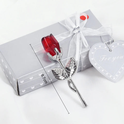 Crystal Glass Rose Flower in Box Mini Forever Red Gold Artificial Rose for Girlfriend Wedding Gift Mothers Day Gift