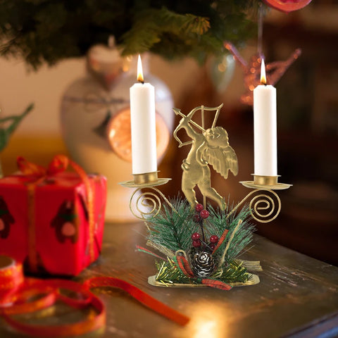 Christmas Wrought Iron Candlestick Ornament Snowflake Elk Pendant Candle Holder Merry Christmas Decor For Home Navidad Noel 2024