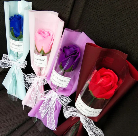 1PC Soap Rose Bouquet Artificial Flowers With Pack Bag Hand Holding Flower For Friends Wedding Party Guests Valentine Day Gifts