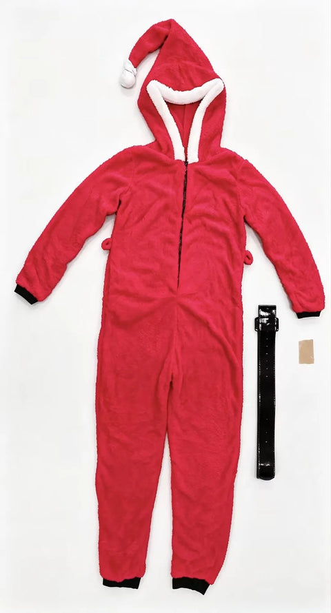 Couple Christmas Costume Pajamas Adult Holiday Coral Fleece Hooded Costumes Party Loungewear Pajamas Casual Nightwear Sets