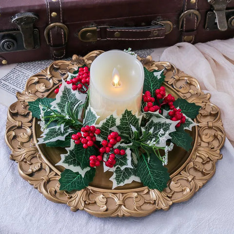 Christmas Ornaments Candle Holder Candlestick Wreath Centerpiece Plants Wreath Home Decor New Year Xmas Wedding