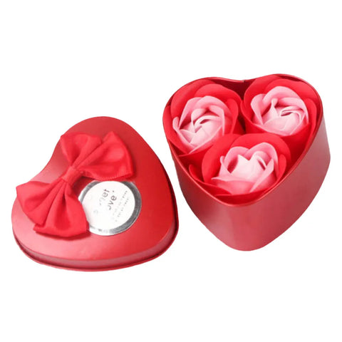 3pcs Artificial Flower Heart Scented Bath Body Petal Rose Soap Flower Gift Best Valentine’s Day Decoration