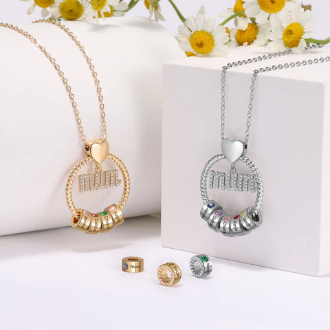 Mothers Day Personalized 1-6 Kid Name Bead Necklaces