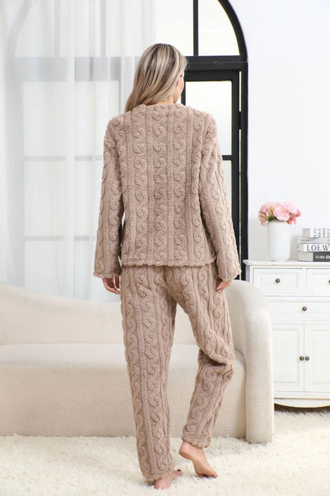 Women’s Thermal Pajama Set – Warm Coral Velvet Winter Sleepwear