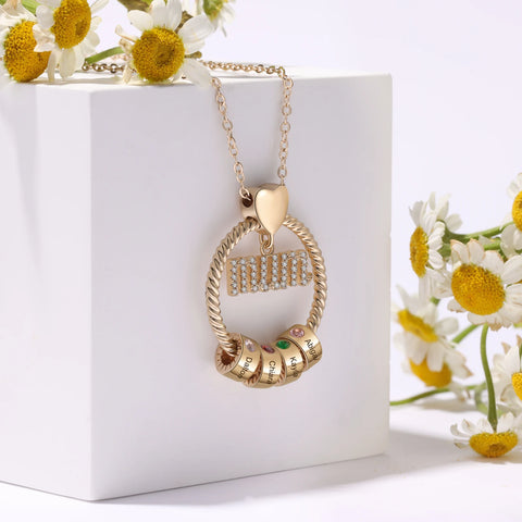 Mothers Day Personalized 1-6 Kid Name Bead Necklaces