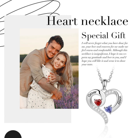 Personalized Love Heart Necklace for Mothers Day Gift