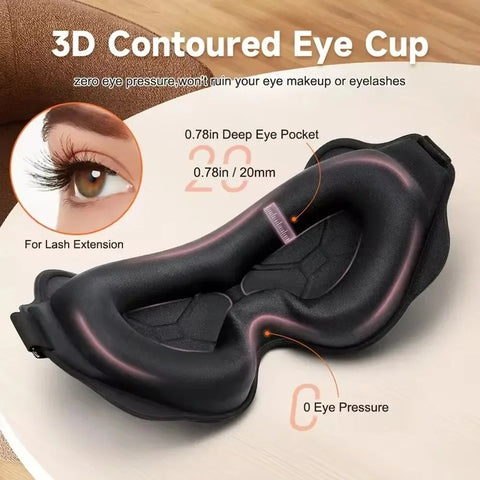 3D Memory Foam Sleep Mask – Light Blocking & Travel Eye Cover