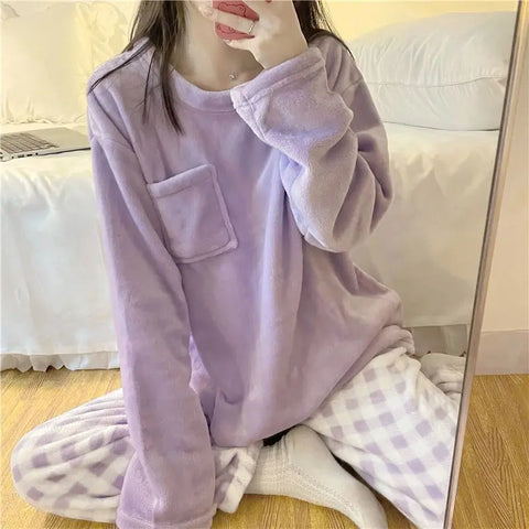 Women’s Fleece Pajama Set – Warm Winter Sleepwear