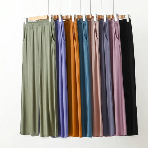 Women’s Modal Wide-Leg Pants – Loose Fit Lounge Trousers