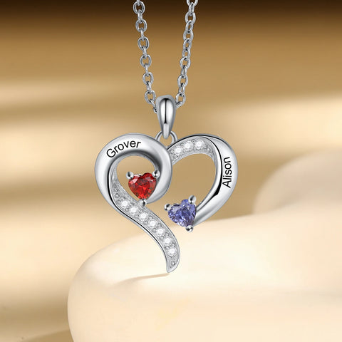 Personalized Love Heart Necklace for Mothers Day Gift