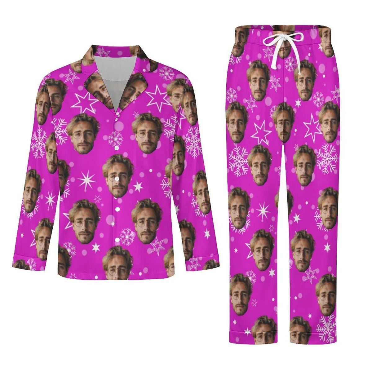 Personalized Christmas Pajamas with Face Custom Photo Pajamas For Couple Family Friends