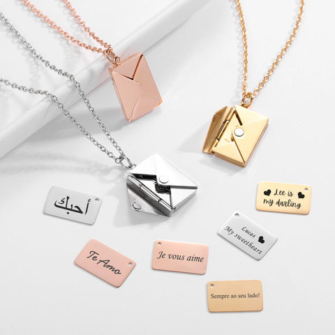 Love Letter Envelope Customized Pendant Necklace Mother Day Gift