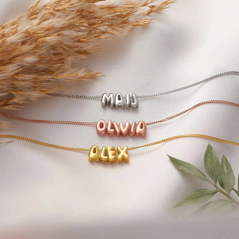 Initial Jewelry 3D Bubble Letter Necklace