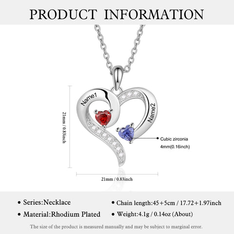 Personalized Love Heart Necklace for Mothers Day Gift