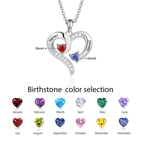 Personalized Love Heart Necklace for Mothers Day Gift