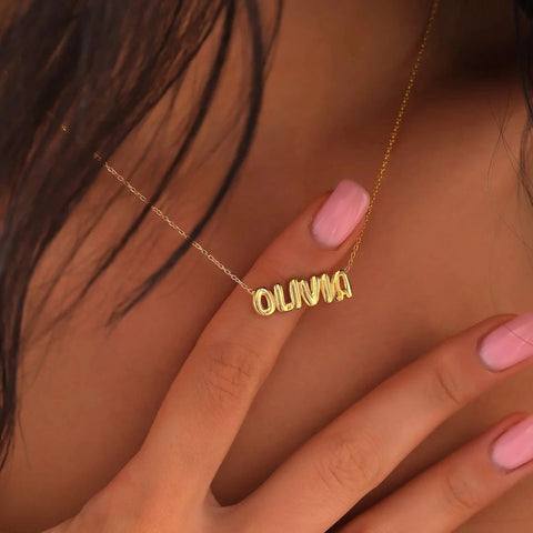 Initial Jewelry 3D Bubble Letter Necklace