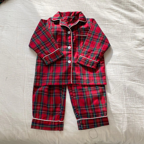 Christmas Kids Pajamas Long Sleeve Clothes Sets 2025 Autumn Baby Boys Girls Cotton Plaid Pajamas Suit Children Home Wear Clothes
