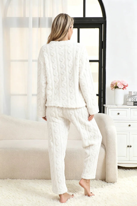 Women’s Thermal Pajama Set – Warm Coral Velvet Winter Sleepwear
