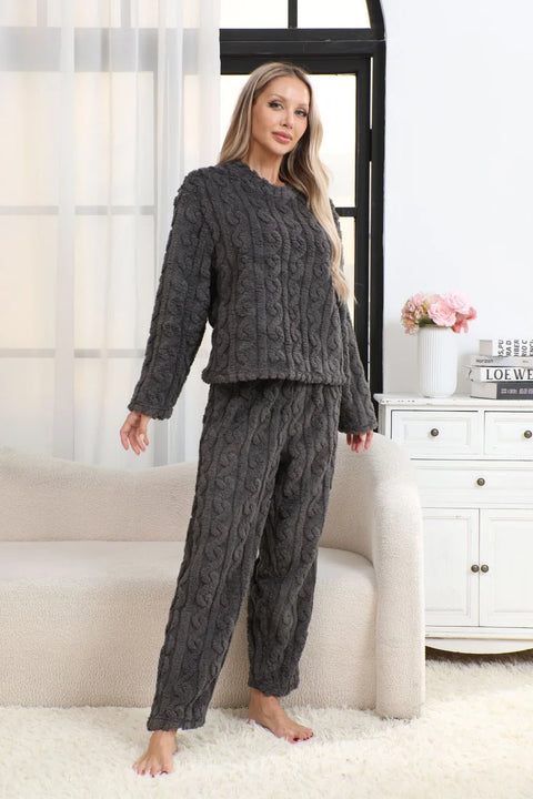 Women’s Thermal Pajama Set – Warm Coral Velvet Winter Sleepwear