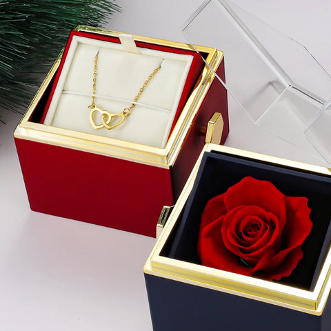 Heart Necklace Rotating Rose Flower