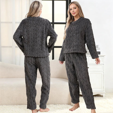 Women’s Thermal Pajama Set – Warm Coral Velvet Winter Sleepwear