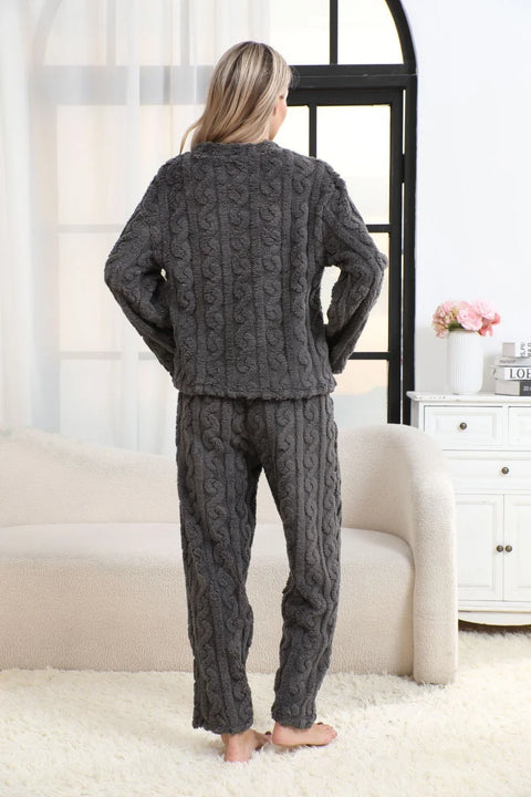 Women’s Thermal Pajama Set – Warm Coral Velvet Winter Sleepwear