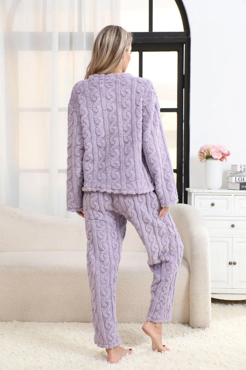 Women’s Thermal Pajama Set – Warm Coral Velvet Winter Sleepwear