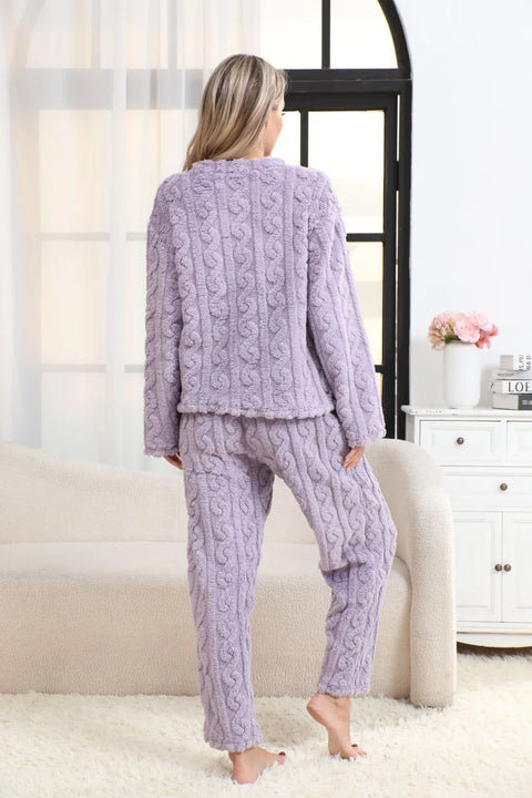Women’s Thermal Pajama Set – Warm Coral Velvet Winter Sleepwear