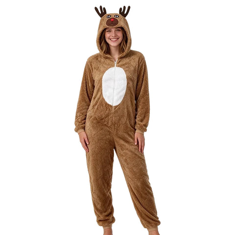 Couple Christmas Costume Pajamas Adult Holiday Coral Fleece Hooded Costumes Party Loungewear Pajamas Casual Nightwear Sets