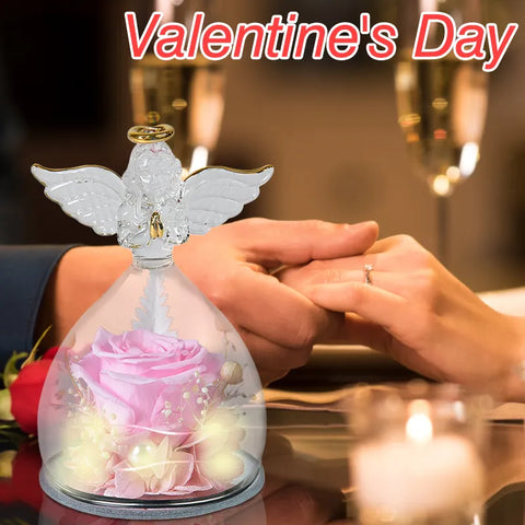 1 Set Little Angel Preserved Roses In Glass Forever Eternal Rose Flower Christmas Birthday Valentine Day