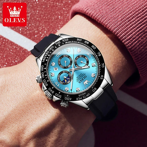 OLEVS Couple Pair Quartz Watches Calendar Date Multifunction Chronograph His and Hers Wristwatch for Men Women Lovers Gifts Set