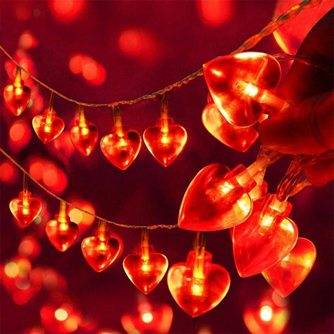 1.5M 10LED Love String Lights Valentines Day Gift Red Heart Shaped Fairy Light Garland Wedding Party Home Decorations Lamp 2024