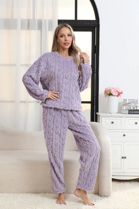 Women’s Thermal Pajama Set – Warm Coral Velvet Winter Sleepwear
