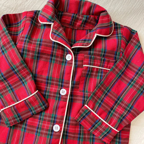 Christmas Kids Pajamas Long Sleeve Clothes Sets 2025 Autumn Baby Boys Girls Cotton Plaid Pajamas Suit Children Home Wear Clothes