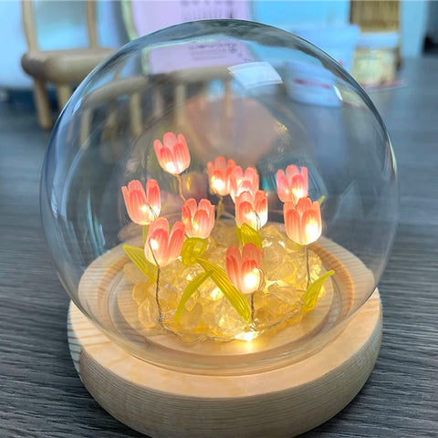 DIY Tulip Night Light for Bedroom Artificial Tulip Flower Valentines Day Birthday Holiday Gifts