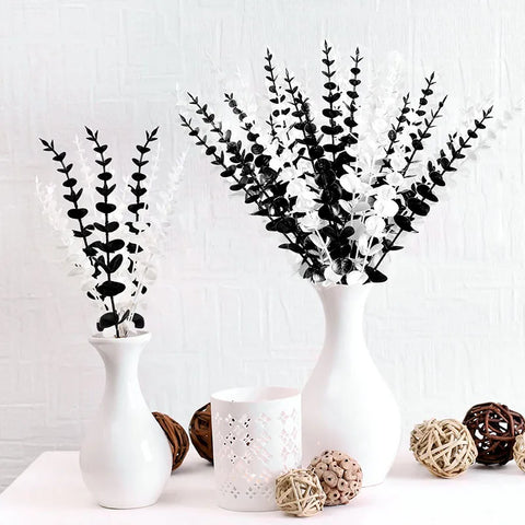 10PCS Gold Eucalyptus Leaf Artificial Plants Diy Christmas Fake Plant Flower Bouquet Ornament Home Garden Party Wedding Decor
