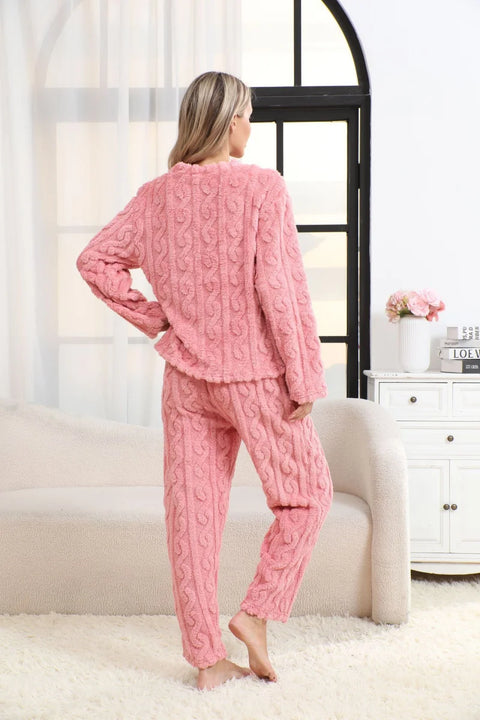 Women’s Thermal Pajama Set – Warm Coral Velvet Winter Sleepwear