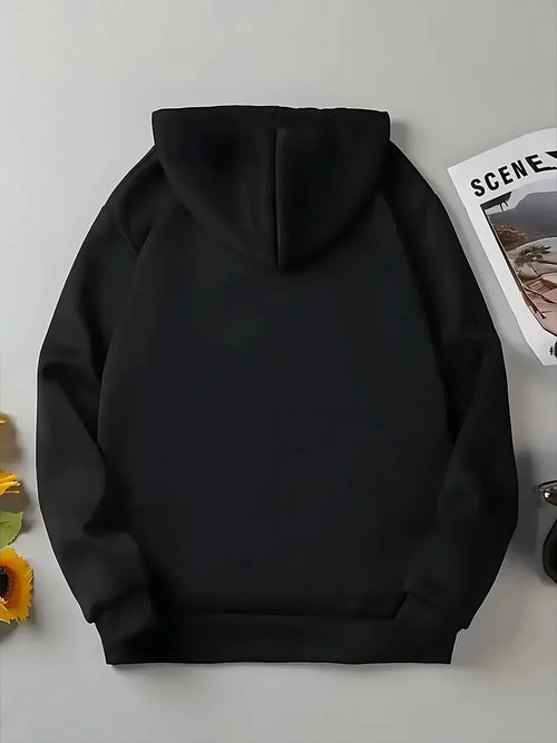 2026 Hip‑Hop Streetwear Men Pullover Hoodie Front & Back Letter Pattern Print Hooded Sweatshirt Loose Fit Casual Daily Male Tops